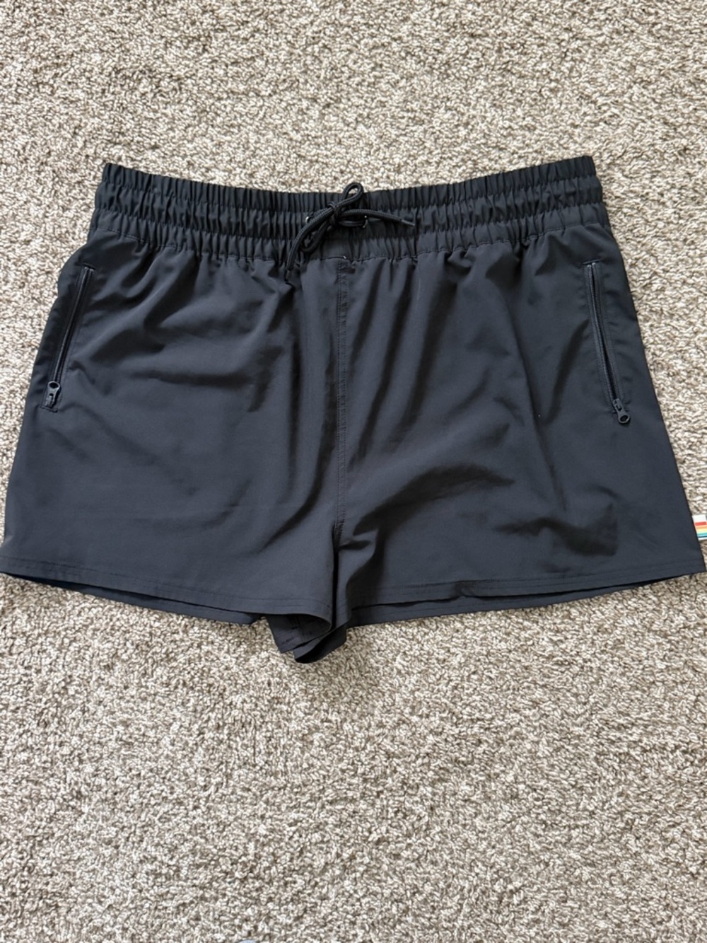 OP Black Elastic Waist Shorts with Rainbow Logo Tag